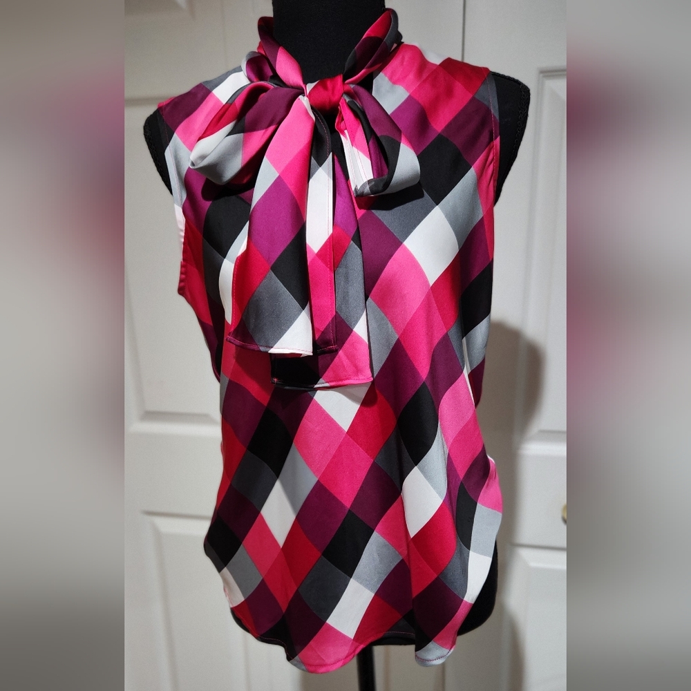 Stylish Pink Plaid Women's Top